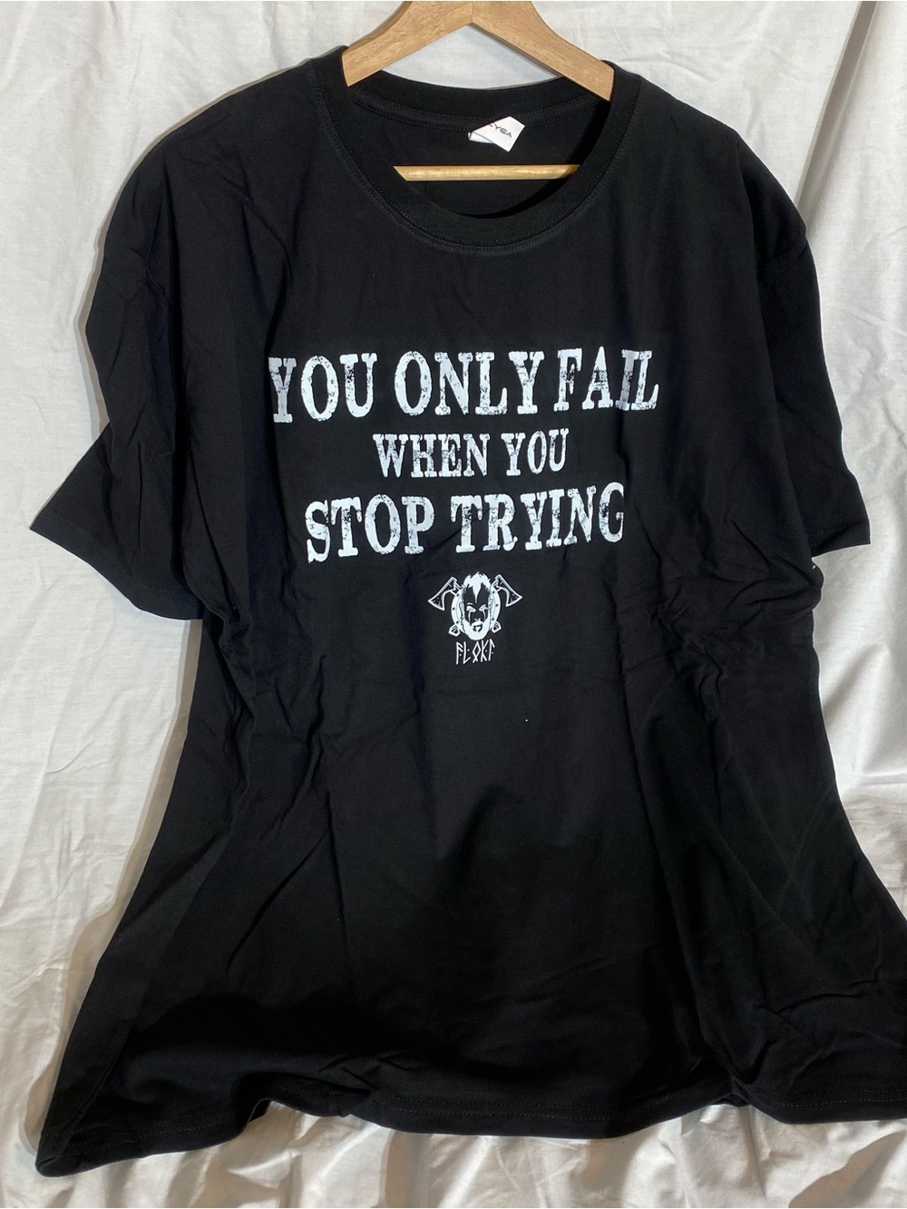 Black Graphic Tee "You Only Fail When You Stop Trying"